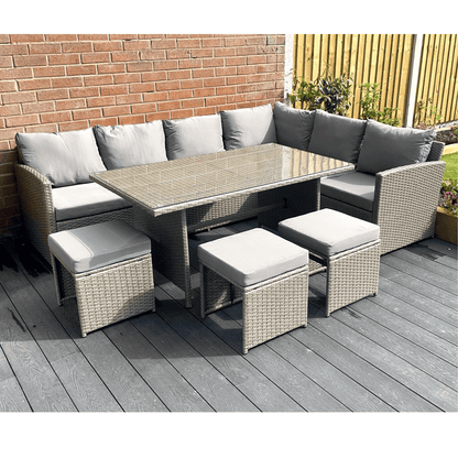 The Knutsford 9 Seat Corner Rattan Dining Set - Madefor.Living