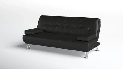 Jace Black Leather 3 Seat Sofa Bed Set