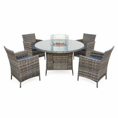 Amazon Rattan Fire Pit Dining Set - Round Table with 4 Chairs