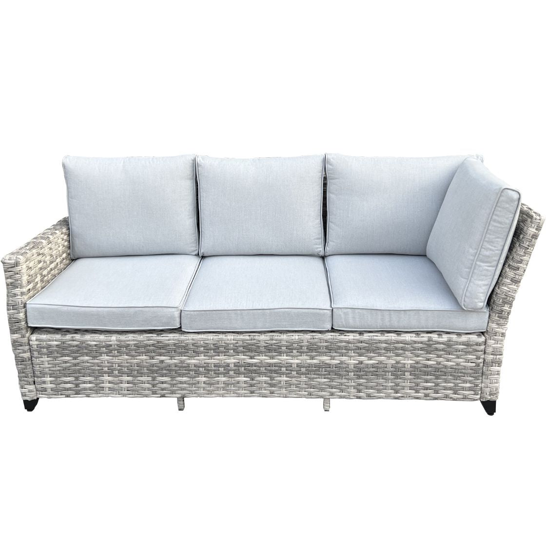 The Maldives Grey Aluminium 9 Seat Corner Gas Firepit Rattan Dining Set - Madefor.Living