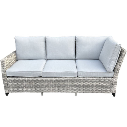 The Maldives Grey Aluminium 9 Seat Corner Gas Firepit Rattan Dining Set - Madefor.Living