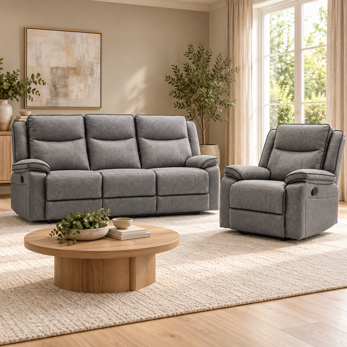 The Tia-Rose Grey Manual Recliner Collection