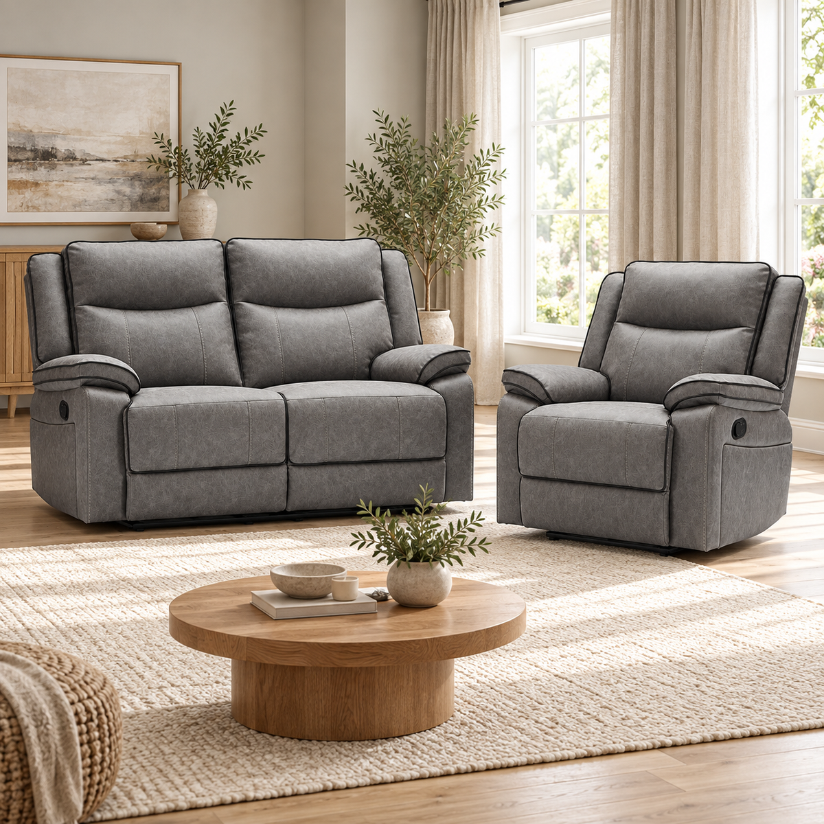 The Tia-Rose Grey Manual Recliner Collection