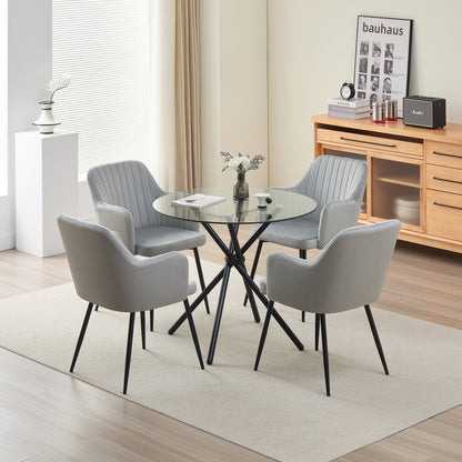 New York Dining Table with 4 Charlotte Velvet Chairs - Madefor.Living