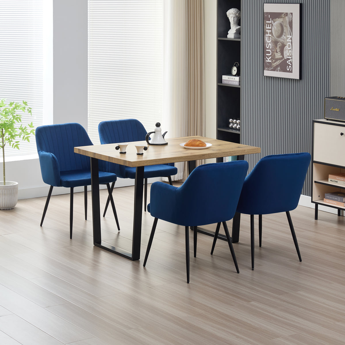 Colorado Dining Table with 4 Charlotte Velvet Chairs - Madefor.Living