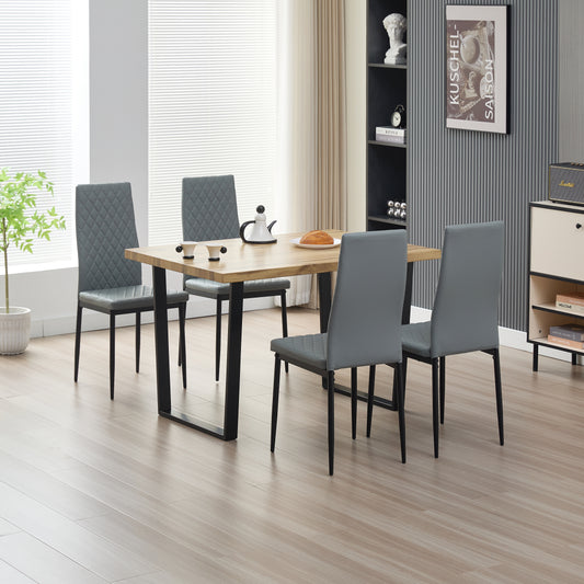 Colorado Dining Table with 4 Emily Leather Chairs - Madefor.Living