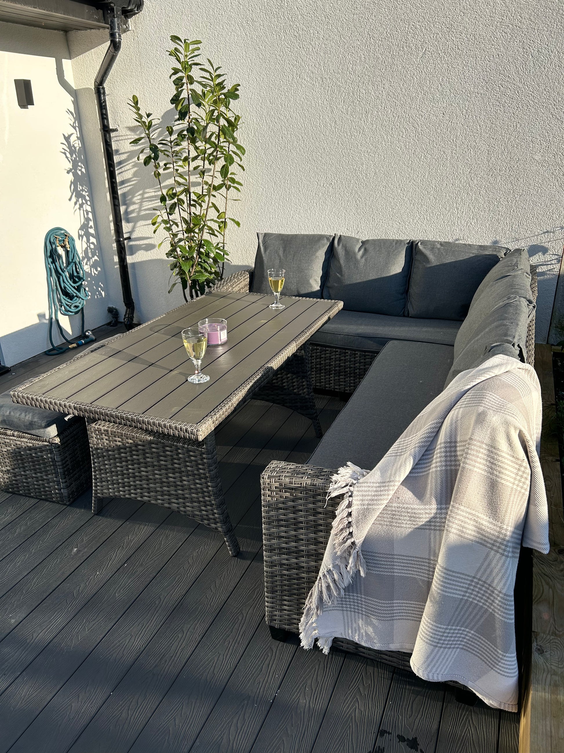 York 8 Seat Mixed Grey Rattan Corner Sofa Dining Set - Madefor.Living