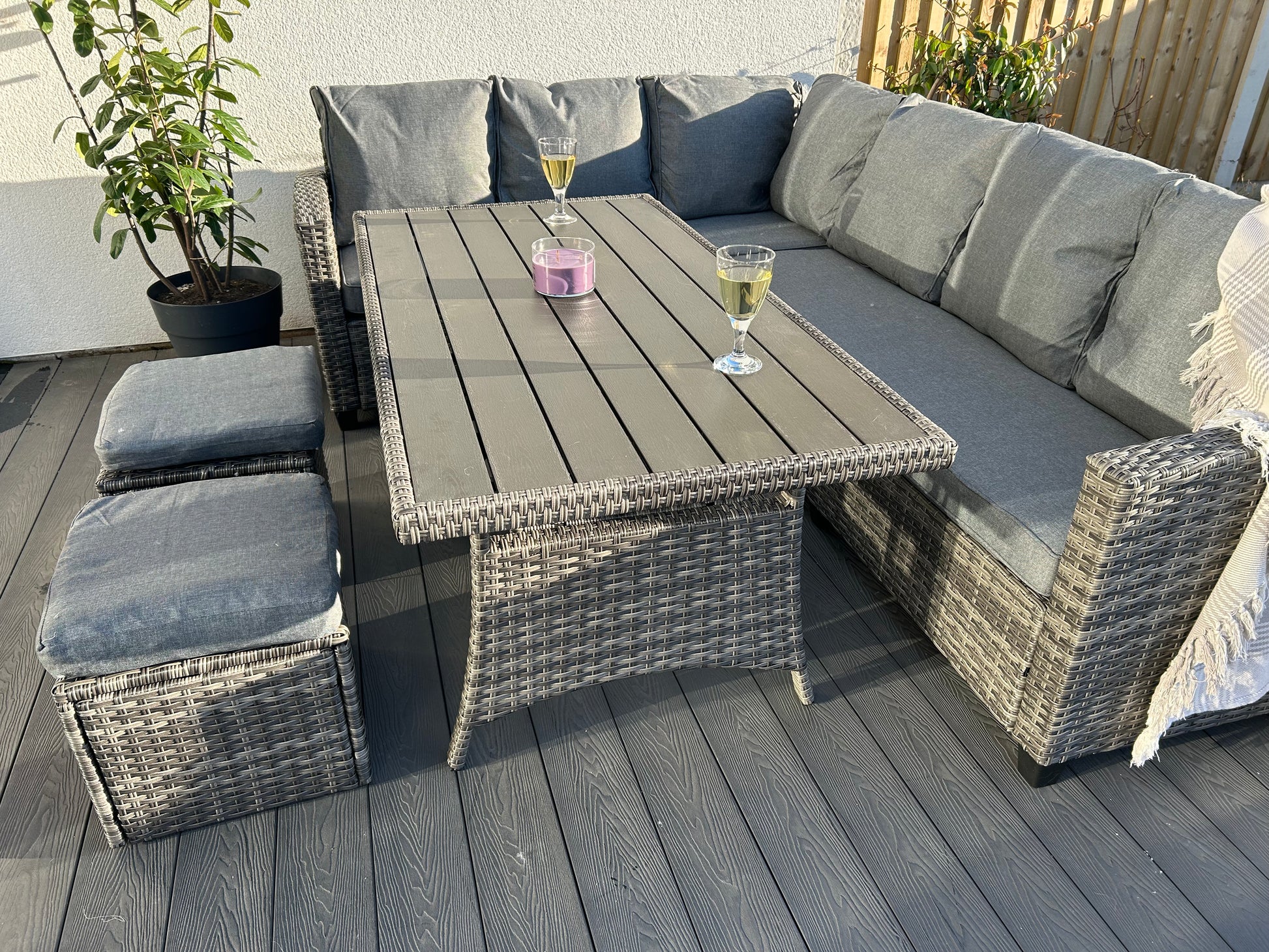 York 8 Seat Mixed Grey Rattan Corner Sofa Dining Set - Madefor.Living