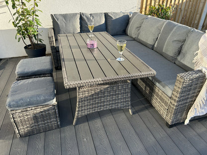 York 8 Seat Mixed Grey Rattan Corner Sofa Dining Set - Madefor.Living