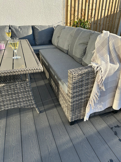 York 8 Seat Mixed Grey Rattan Corner Sofa Dining Set - Madefor.Living