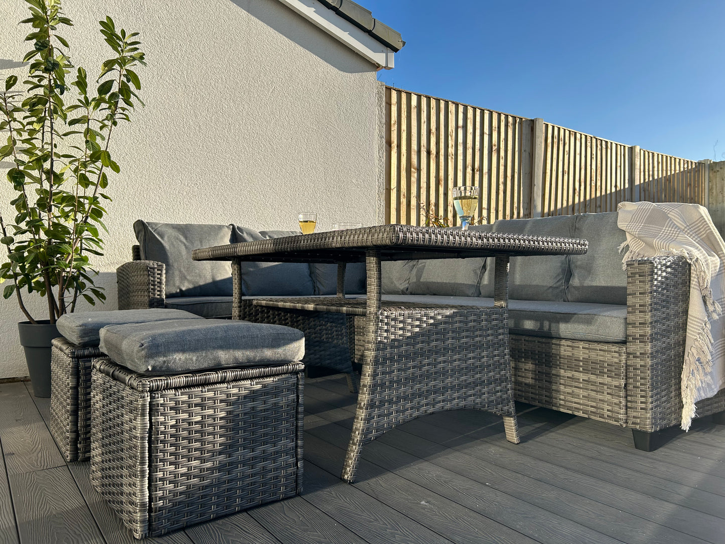 York 8 Seat Mixed Grey Rattan Corner Sofa Dining Set - Madefor.Living