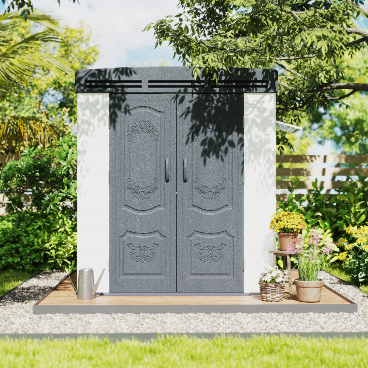 6x4ft plastic shed with window and aluminium structured support - Madefor.Living