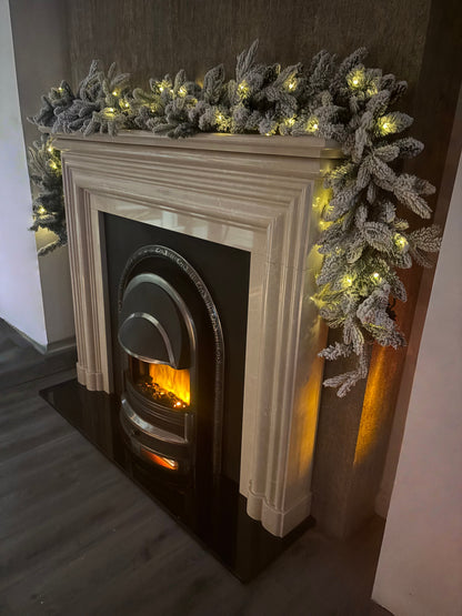 270cm Premium Mixed branch prelit Snow filled Christmas Garland - with timer