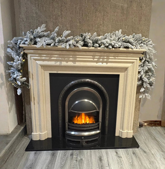 270cm Premium Mixed branch prelit Snow filled Christmas Garland - with timer