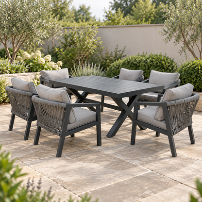 The Eccleston Six-Seater Aluminium Garden Dining Set
