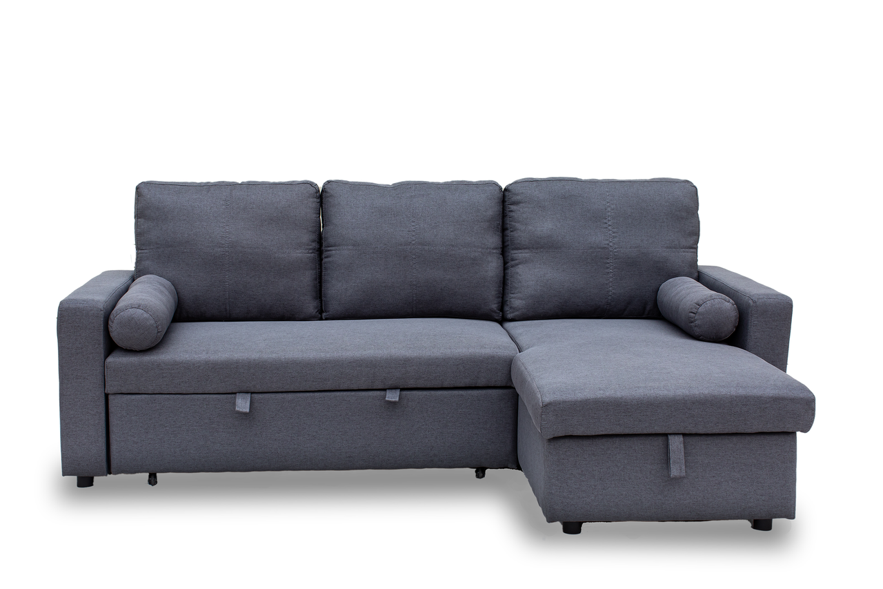 Manhattan Grey 3 Seat Corner Sofa Bed Set - Left or Right