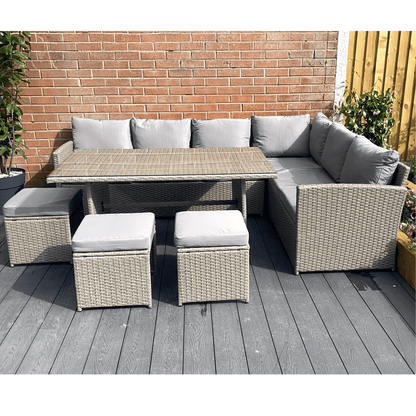 The Knutsford 9 Seat Corner Rattan Dining Set - Madefor.Living