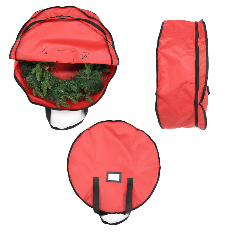 Christmas Xmas Wreath Decoration Zip Up Sack Fabric Storage Bag