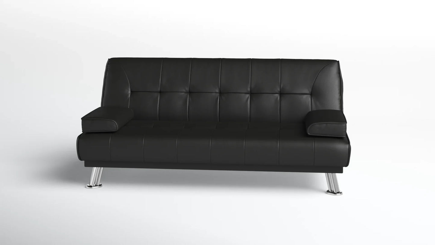Jace Black Leather 3 Seat Sofa Bed Set