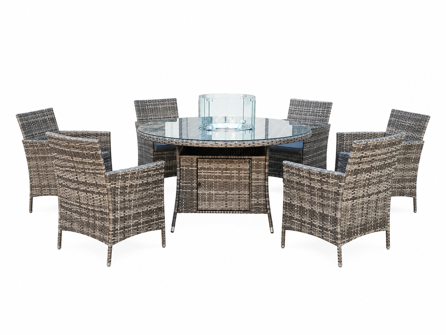 Amazon Rattan Fire Pit Dining Set - Round Table with 6 Chairs - Madefor.Living