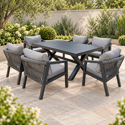 The Eccleston Six-Seater Aluminium Garden Dining Set