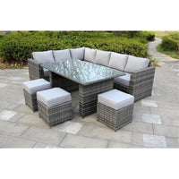 Thumbnail for The Tarporley Grey 9 Seat Corner Rattan Dining Set