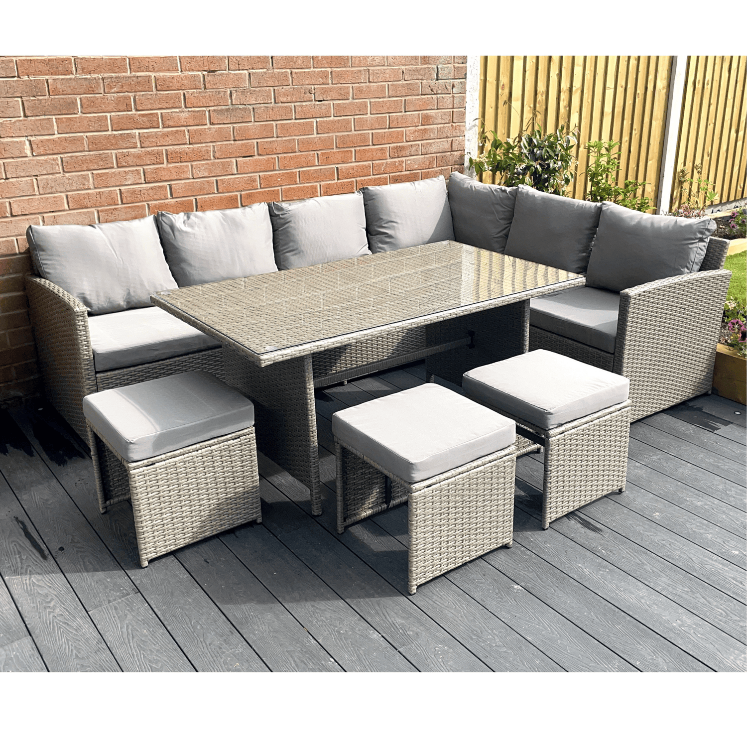 The Knutsford 9 Seat Corner Rattan Dining Set - Madefor.Living