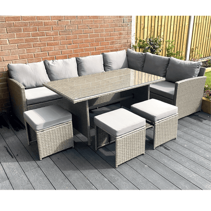 The Knutsford 9 Seat Corner Rattan Dining Set - Madefor.Living
