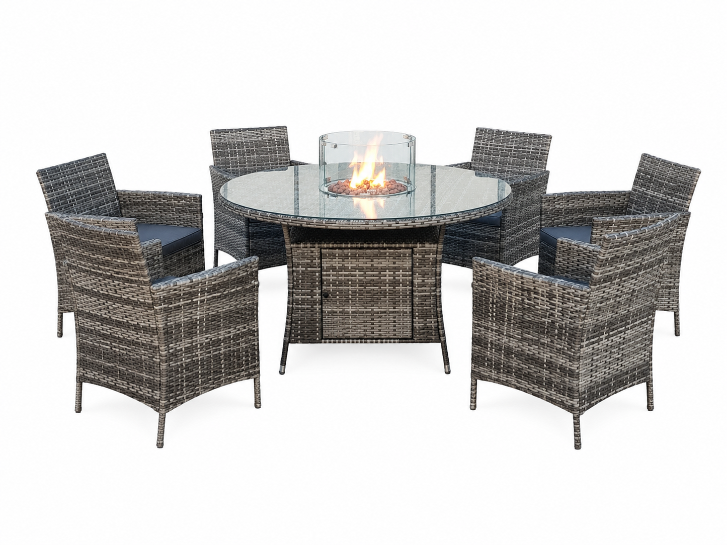 Amazon Rattan Fire Pit Dining Set - Round Table with 6 Chairs - Madefor.Living