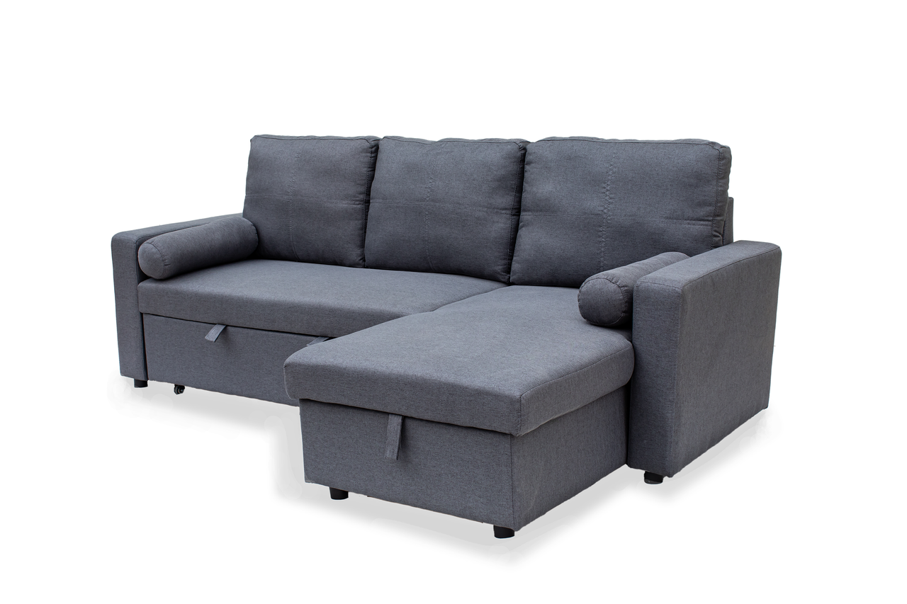 Manhattan Grey 3 Seat Corner Sofa Bed Set - Left or Right