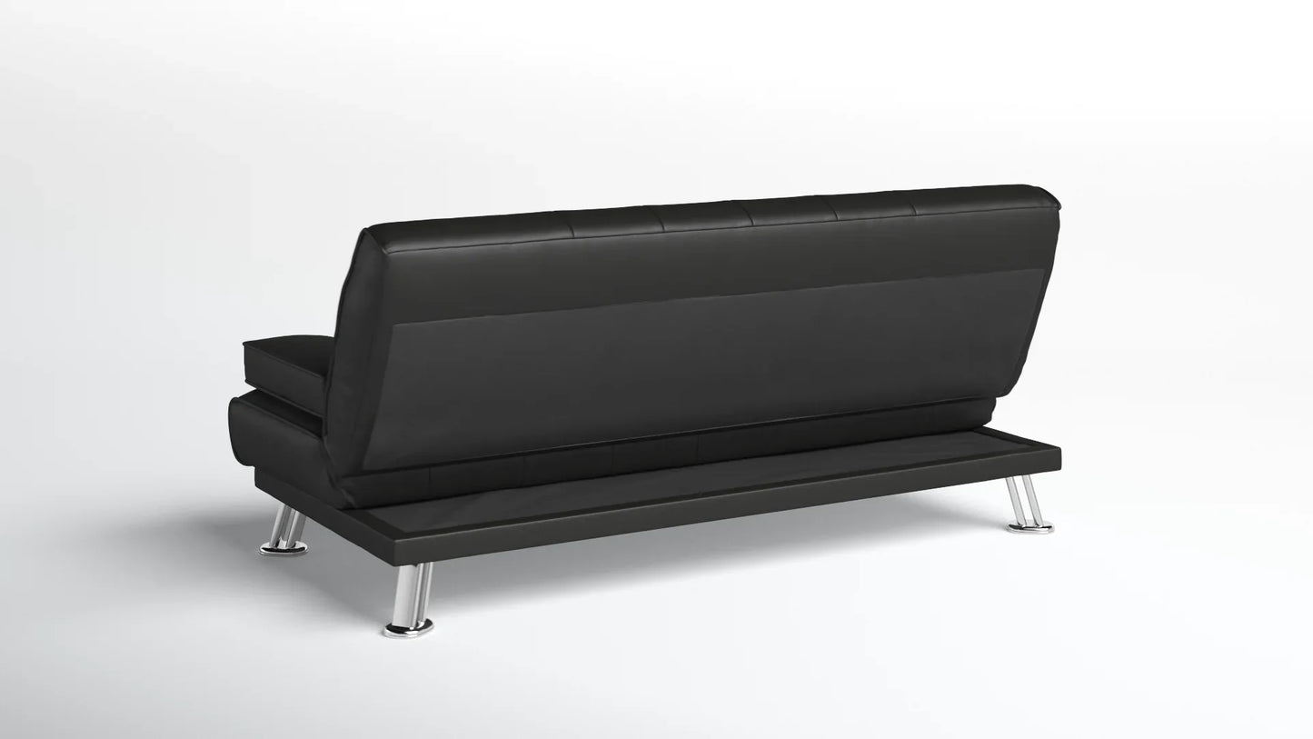 Jace Black Leather 3 Seat Sofa Bed Set