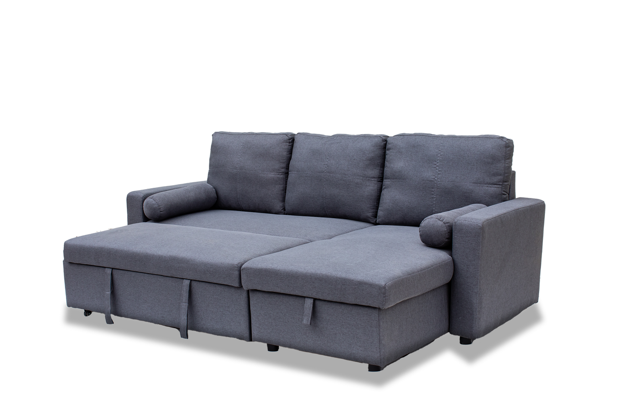 Manhattan Grey 3 Seat Corner Sofa Bed Set - Left or Right