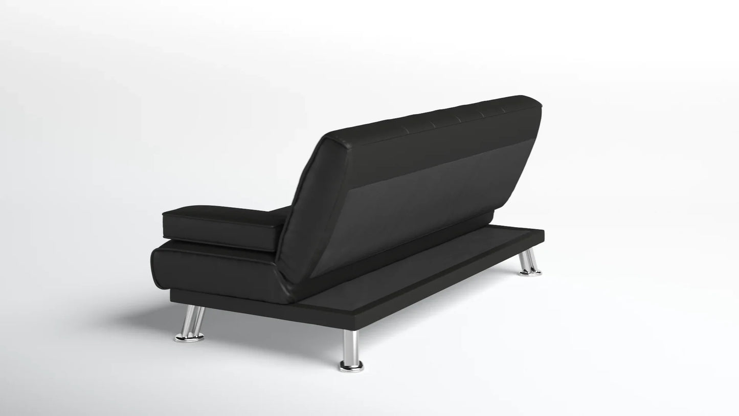 Jace Black Leather 3 Seat Sofa Bed Set