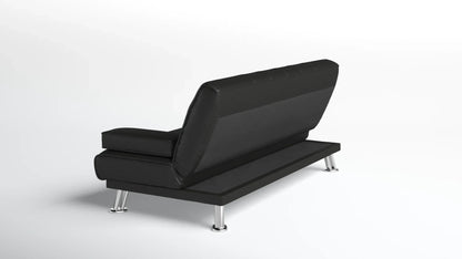 Jace Black Leather 3 Seat Sofa Bed Set