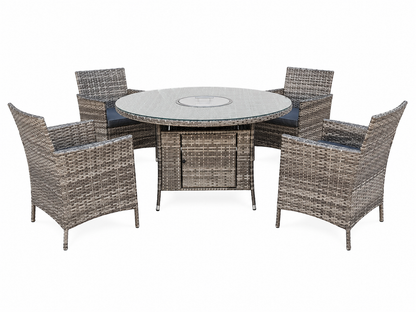 Amazon Rattan Fire Pit Dining Set - Round Table with 4 Chairs