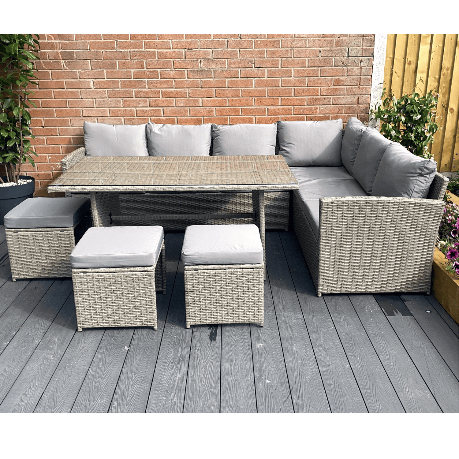 The Knutsford 9 Seat Corner Rattan Dining Set - Madefor.Living
