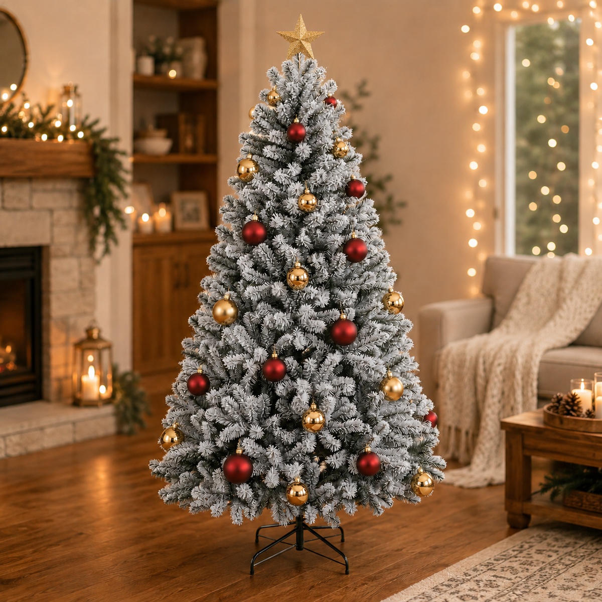 Festive Christmas 6 FT Snow tipped Full Christmas Tree