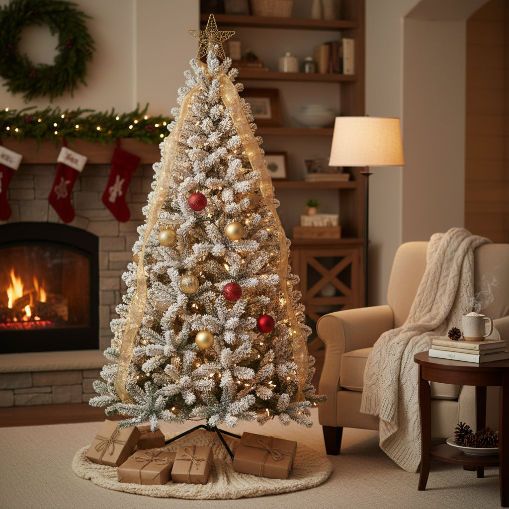 Festive Christmas 6ft Frosted Full White Fir Tree