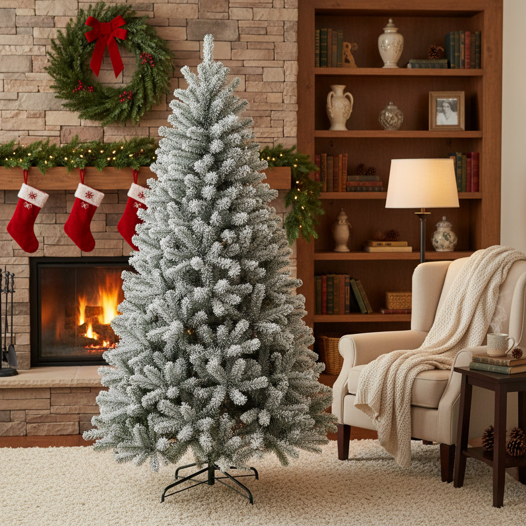 Festive Christmas 6ft Frosted Full White Fir Tree
