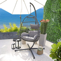 Thumbnail for Azura Hanging Egg Chair - Swing Pod Egg Chair - Large with deep Grey Cushions