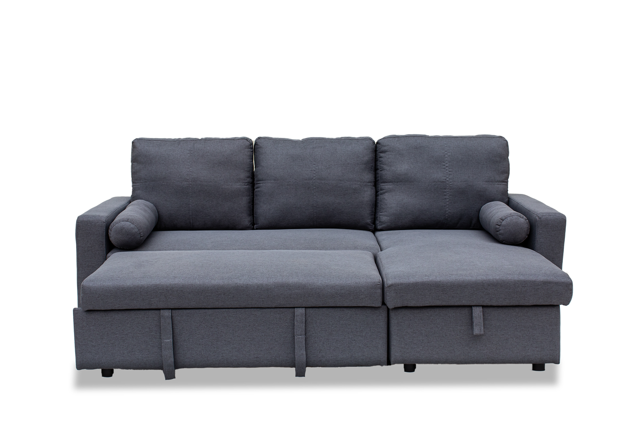 Manhattan Grey 3 Seat Corner Sofa Bed Set - Left or Right