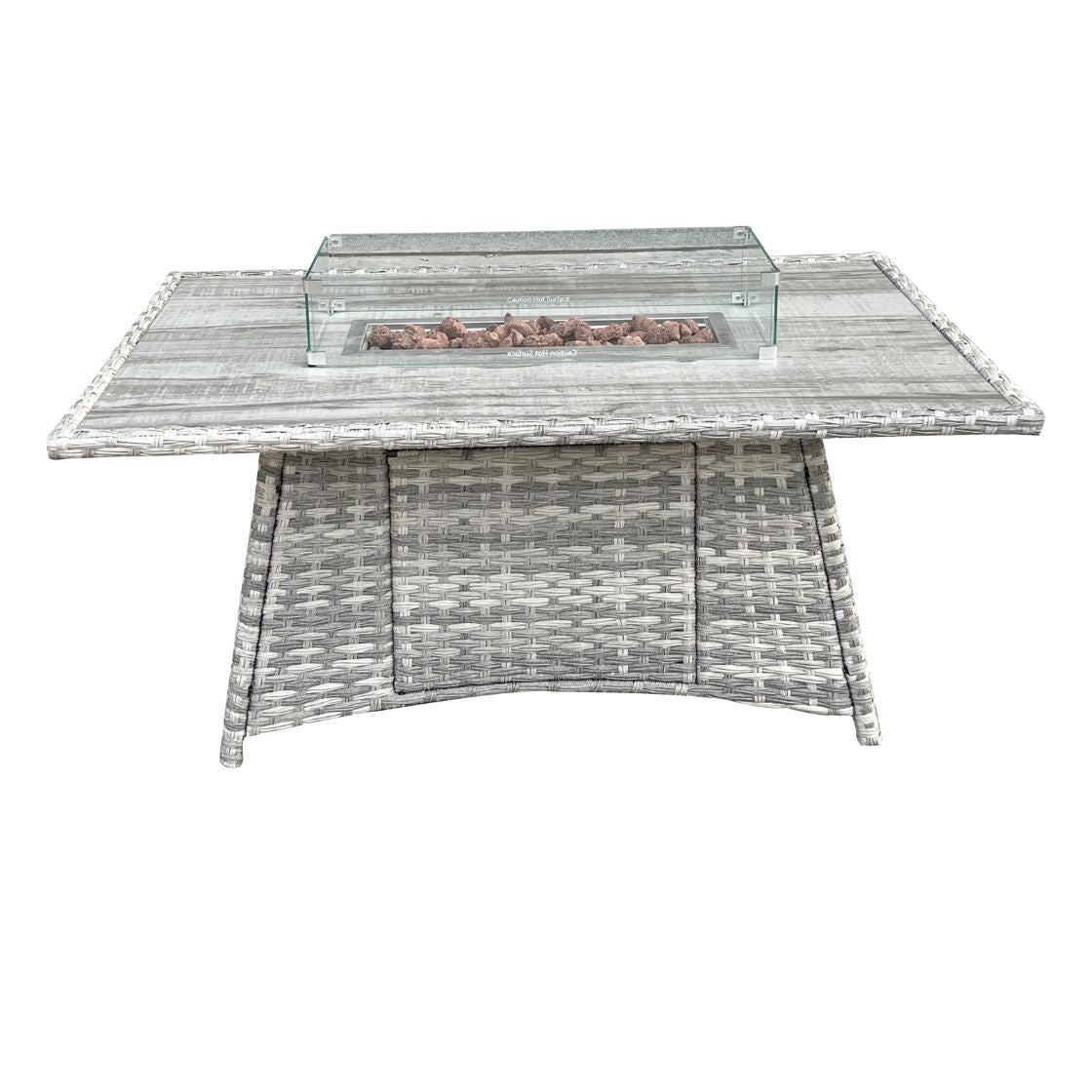 The Maldives Grey Aluminium 9 Seat Corner Gas Firepit Rattan Dining Set - Madefor.Living