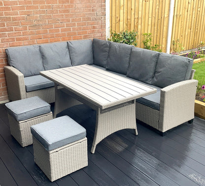 York 8 Seat Grey Rattan Corner Sofa Dining Set - Madefor.Living