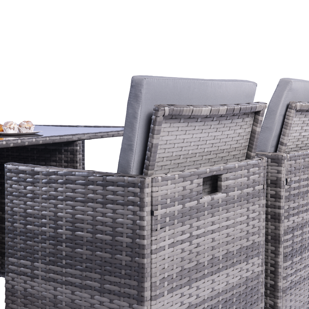 Milano 9 Piece Rattan Cube Dining Set - Grey