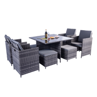 Thumbnail for Milano 9 Piece Rattan Cube Dining Set - Grey