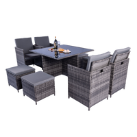 Thumbnail for Milano 9 Piece Rattan Cube Dining Set - Grey