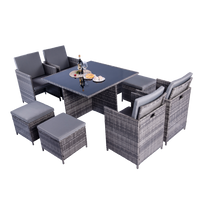 Thumbnail for Milano 9 Piece Rattan Cube Dining Set - Grey