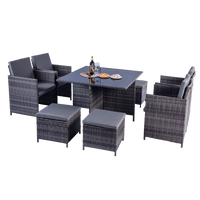 Thumbnail for Milano 9 Piece Rattan Cube Dining Set - Grey