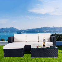 Thumbnail for Mercia 4 Seat Black Rattan Set with white cushions