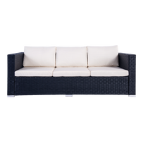 Thumbnail for Mercia 4 Seat Black Rattan Set with white cushions